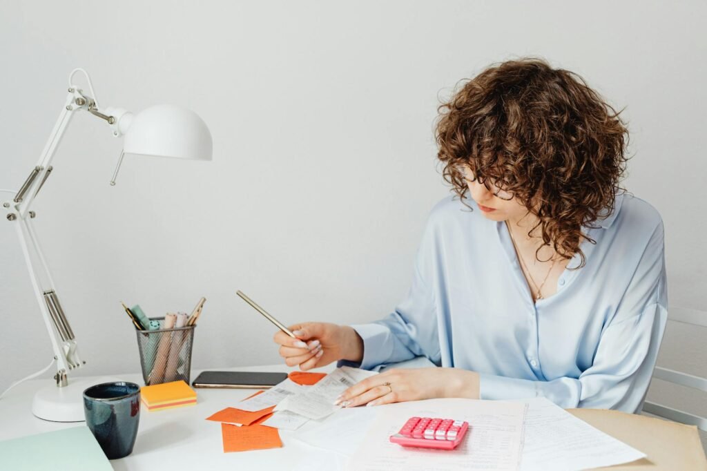 Sorted household bills with labels for monthly and irregular expenses.